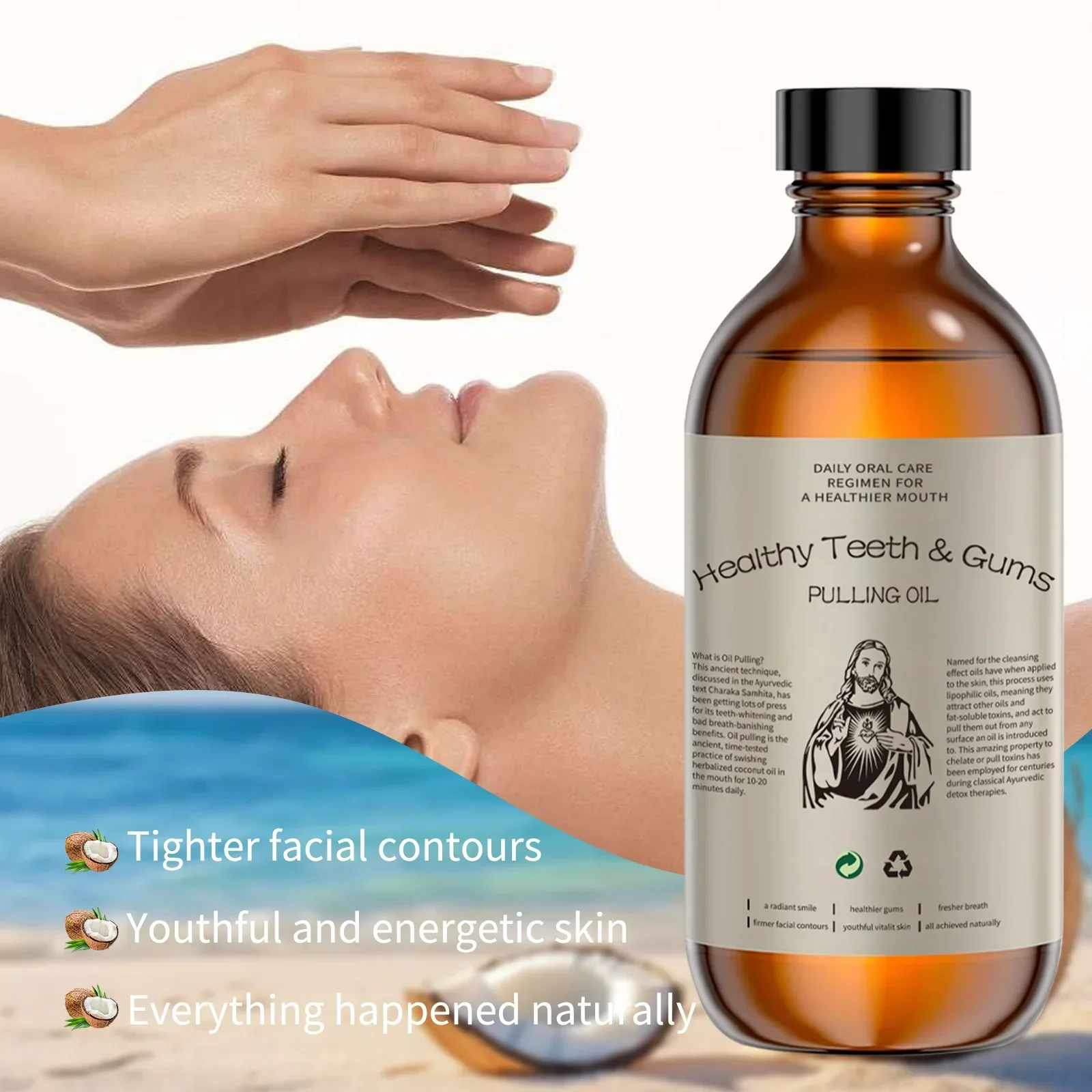 Coconut Oil Pull - ココナッツプルオイルマウスウォッシュ - 爽やかな息、天然エッセンシャルオイル、臭い除去＆ホワイトニング、虫歯予防。