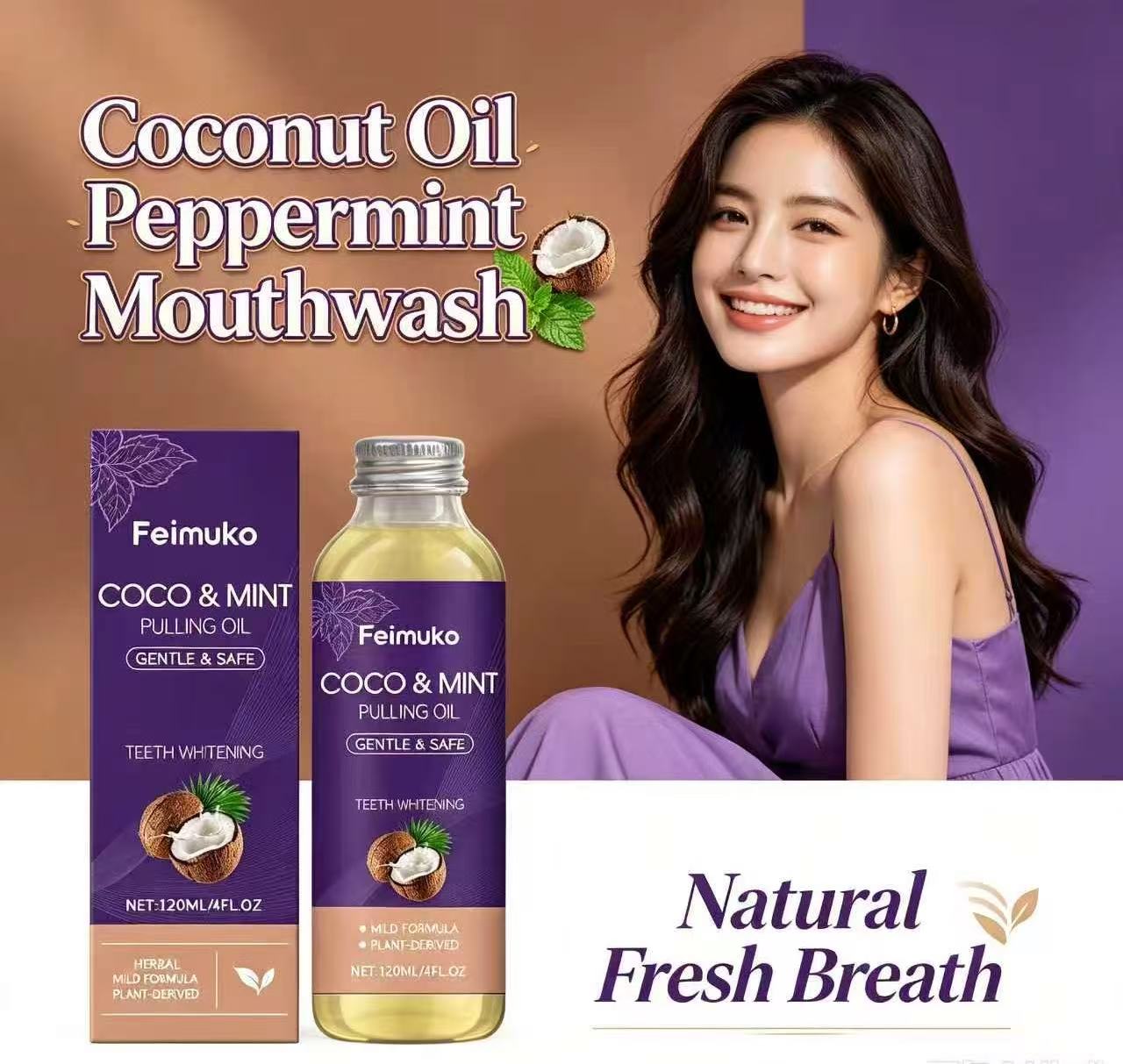 Coconut Oil Pull - ココナッツオイル ペパーミント プーリングオイル マウスウォッシュ 天然植物由来 優しいオーラルケア