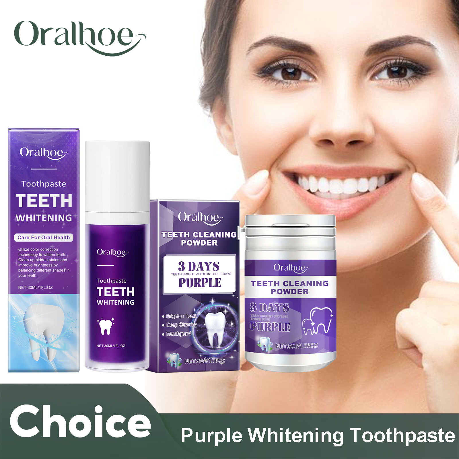 Teeth Whitening Quotes - 歯のホワイトニング用歯磨き粉,パープルコレクター,ディープクリーニング,歯垢の汚れの減少,5日間のパウダー