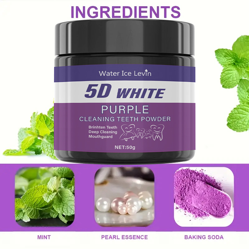 Teeth Whitening Baking Soda - 5Dホワイトパープルクリーニング歯磨きパウダー ミントパールエッセンスベーキングソーダ。 歯を白くする、ディープクリーニング、マウスガード 0.50g