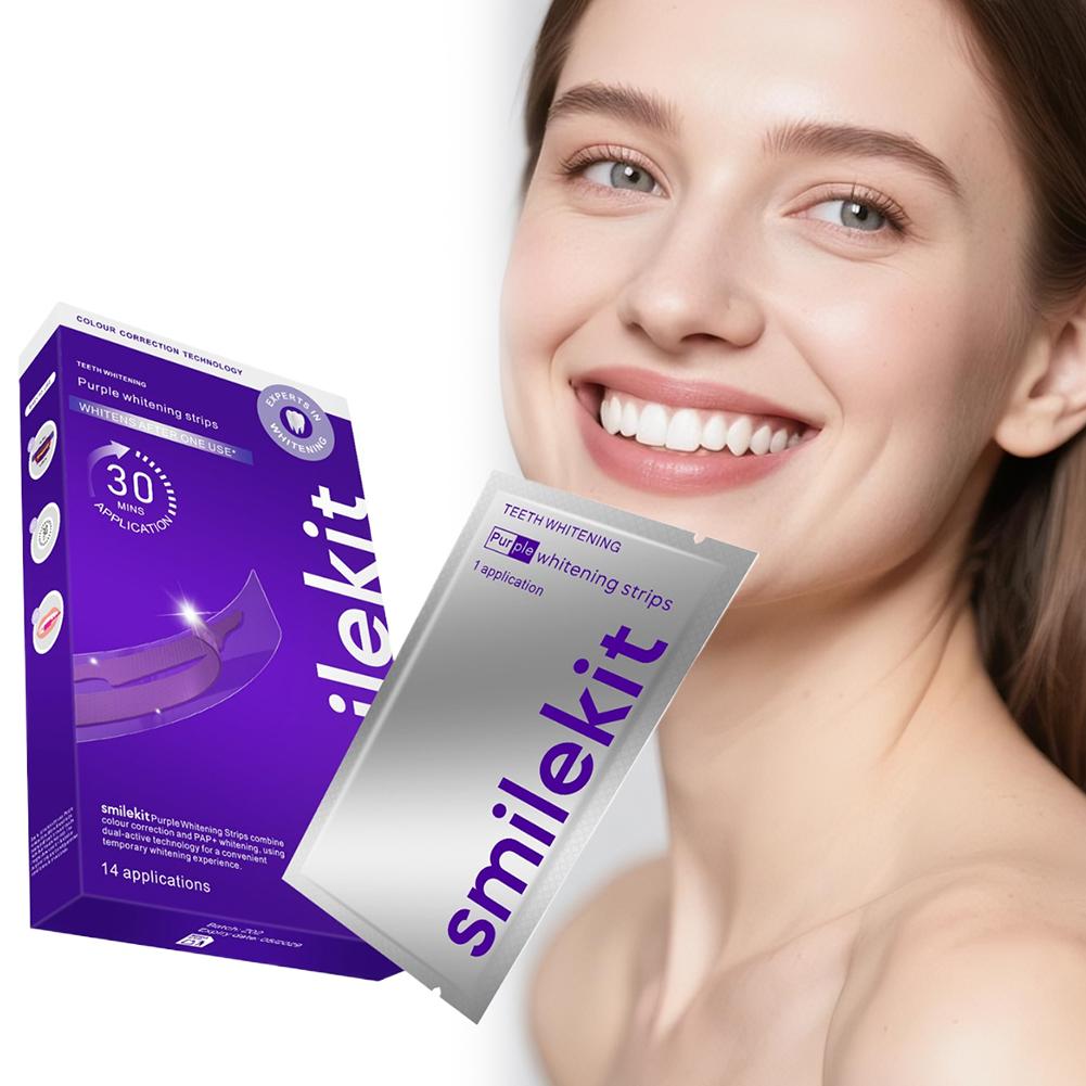 Teeth Whitening Quotes - 42ペア パープル歯のホワイトニングストリップ V34 歯の色補正剤 フレッシュブレス ステイン除去