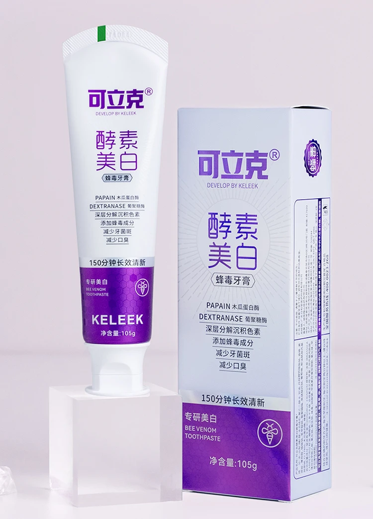 Teeth Whitening Enzymes - 105g KELEEK 酵素ホワイトニング蜂毒歯磨き粉は、汚れを取り除き、歯を白くし、口臭を取り除き、口腔の健康を改善します。
