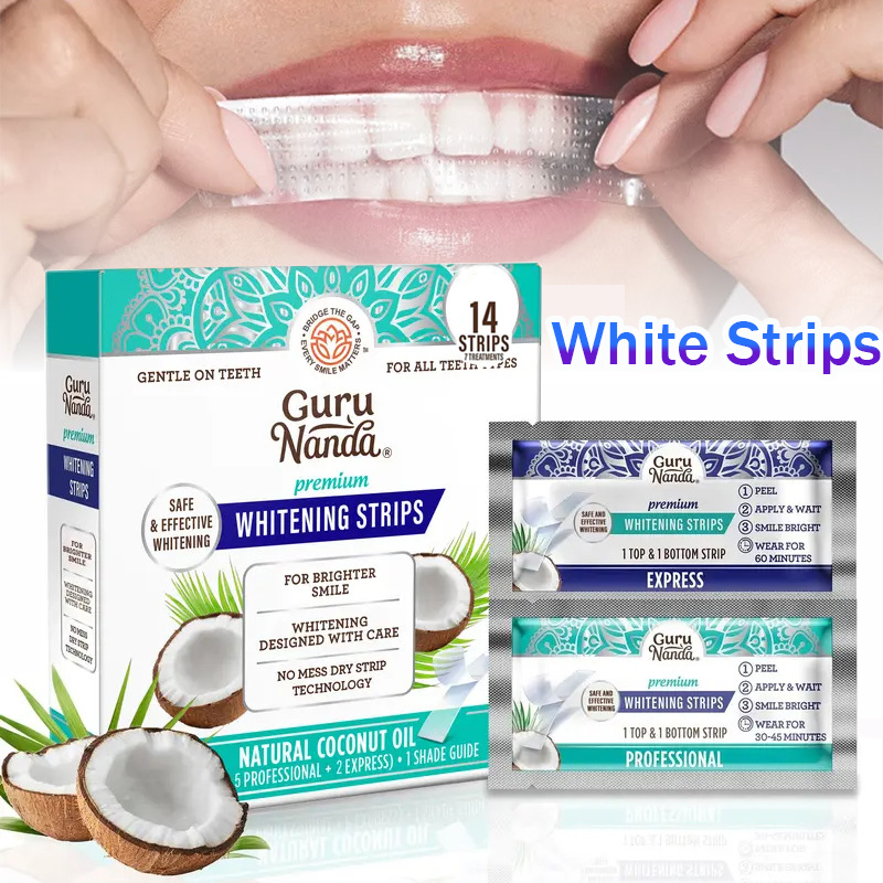 Coconut Oil Pull - 1/2/3 箱ココナッツオイルホワイトストリップ、汚れを除去するための歯のホワイトニングストリップ、プロフェッショナルな口腔衛生クリーニング歯ストリップ