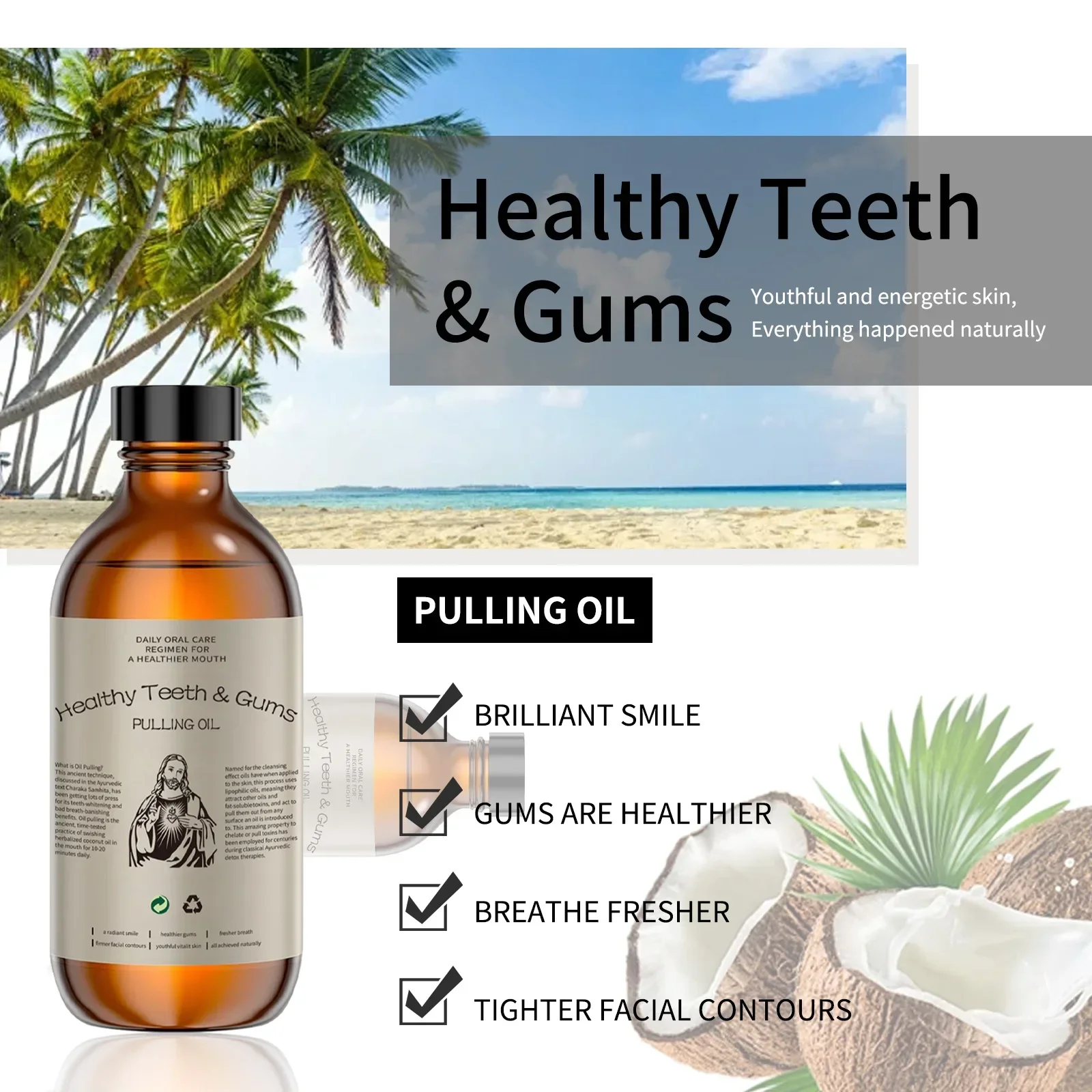 ココナッツプルオイルマウスウォッシュ - 爽やかな息、天然エ - Coconut Oil Pull のレビューと価格