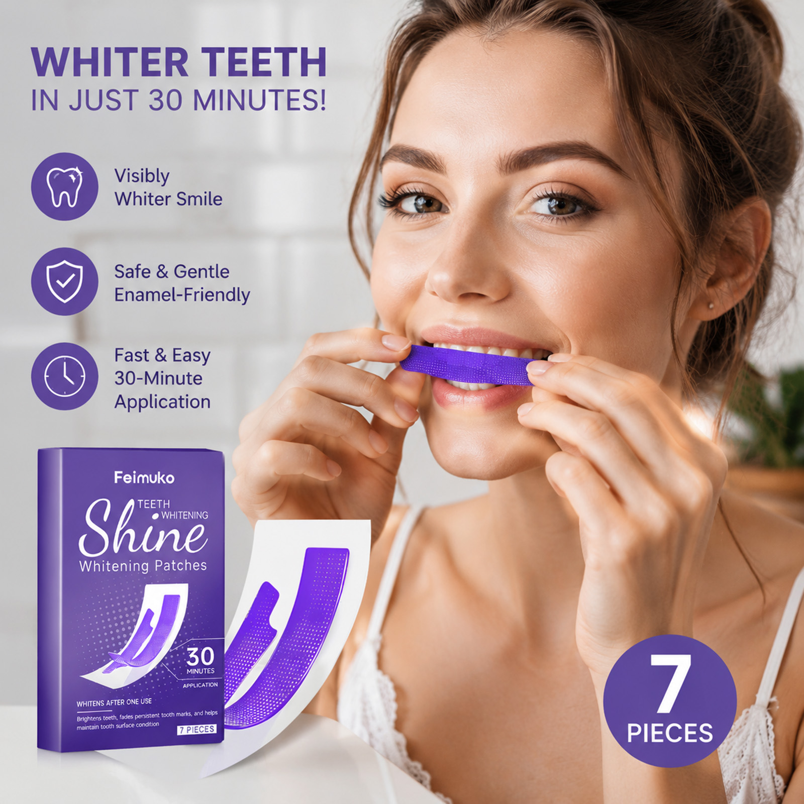 30分で歯を白くするストリップ、明るい笑顔へ、頑固な汚れ除去 - Teeth Whitening Strips のレビューと価格