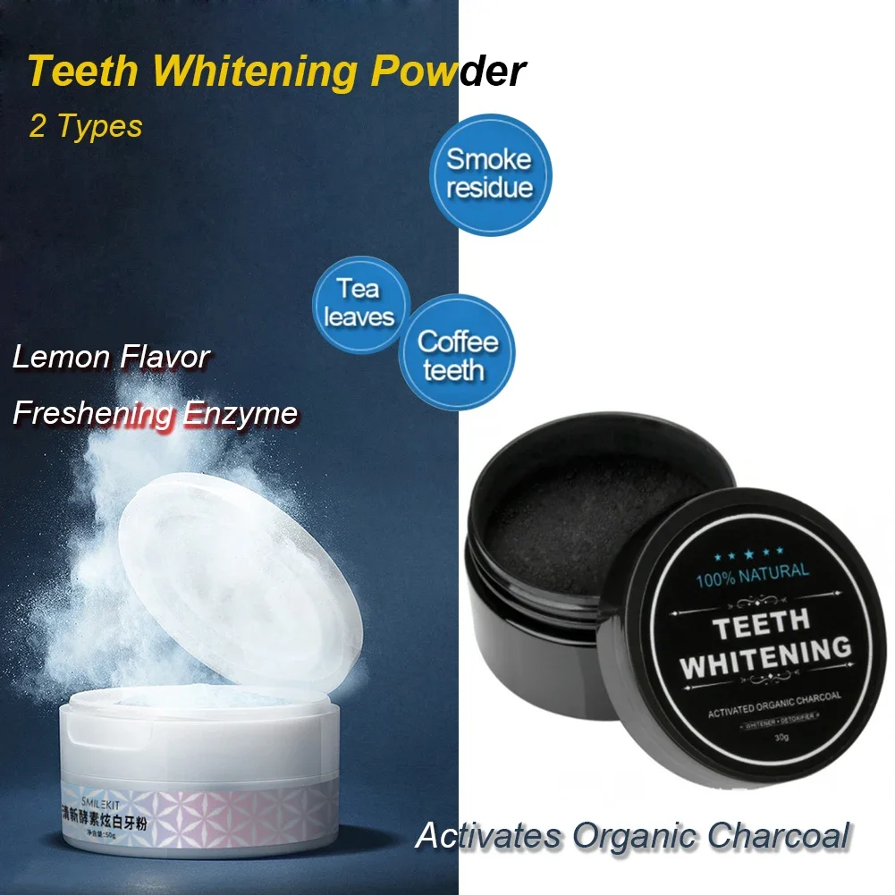 口腔衛生用の歯のホワイトニングパウダー,天然の有機活性炭,レ - Teeth Whitening Enzymes のレビューと価格